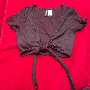 2 for 15 Divided sheer crop top with tie front